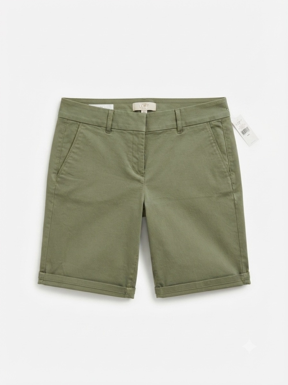 LOFT Outlet Olive Green Bermuda Roll Short Petite 8P